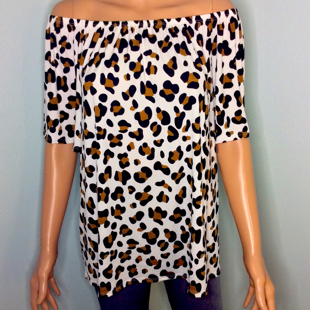 Cheetah off shoulder top